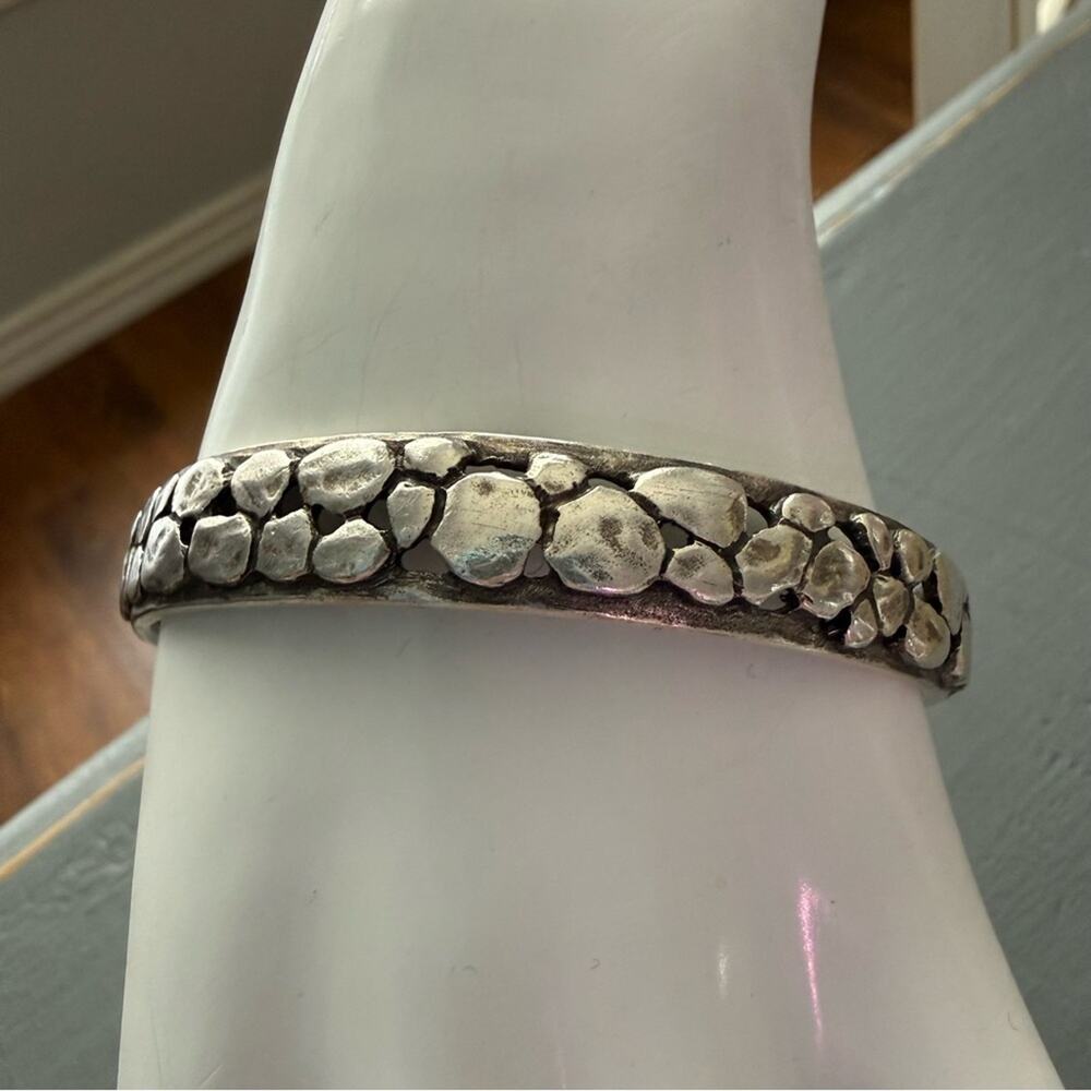 Pebbled Sterling Silver Bangle Bracelet - Picture 2 of 6